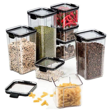 (Net) Plastic Cereal Containers with Easy Lock Lids Airtight Food Storage Container, Set Of 6pcs / 51722 / A-523/