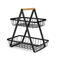 (Net) 2-Tier Countertop Fruit Basket Storage, Kitchen Spice Rack Fruit Basket, Black / 133696 / DZ3369
