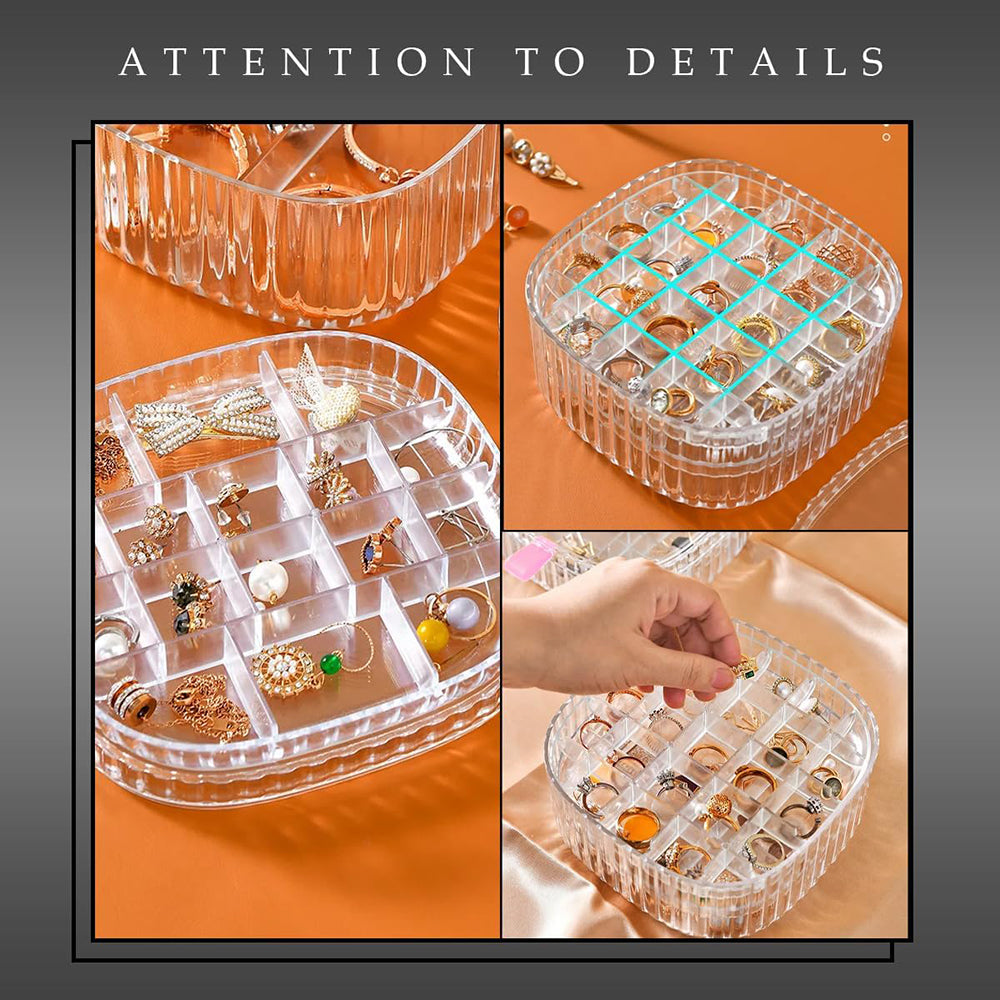 Acrylic Jewelry Organizer Storage Box Display Case Travel Earring 3 Layers / LD-1003