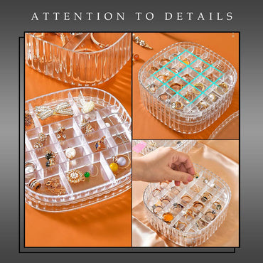 Acrylic Jewelry Organizer Storage Box Display Case Travel Earring 3 Layers / LD-1003