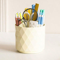 (net) 360 Degree Rotating Round Makeup Brush Storage Box With Dustproof Cover