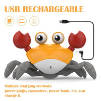 Musical Crawling Crab Baby Toy Rechargable Walking Crab Toy With LED