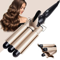 (Net) Curling Iron Hair Wave Curler Temperature Adjustable Three Barrels Hair Iron Hair Waver Iron Ceramic Tourmaline Crimper Hair Iron With Dual Voltage/ XR-8829