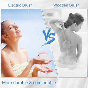 (Net) 4 in 1 Electric Bath Brush Vibration Face Body Back Cleaning Massager Tools Waterproof SPA Cleansing Massage Shower Brush / AE-903