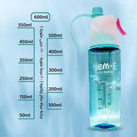 (NET) Sports Water Bottle Misting Sports Water Bottle Easy Clean PC Cup Body with Handle 600 ML