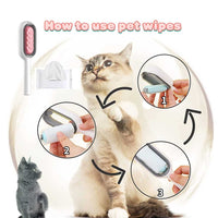 (Net) Clean Hair Removing Comb Sticky Brush For Cats Dog Cuddles, Pet Hair Remover with Wet Wipes for Long & Short Haired
