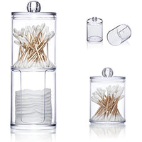 ( net) Cylinder Transparent Two-Layer Cosmetics Container Storage Box Case For Nail Polish Cotton Swab