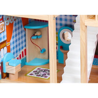 (Net) Wooden Doll House with furniture with Pool and outdoor accessories