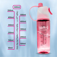 (NET) Sports Water Bottle Misting Sports Water Bottle Easy Clean PC Cup Body with Handle 600 ML