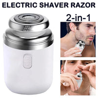 (net) 2 in 1 Men Mini Electric Shaver Painless Wet Dry Double Use Man Washable Men's Pocket Size Trimmers Portable Razor For Beard / 135563