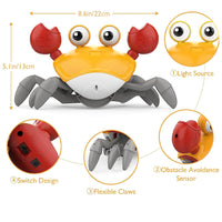Musical Crawling Crab Baby Toy Rechargable Walking Crab Toy With LED