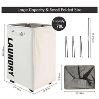 (net) Rolling Laundry Basket Large Laundry Hamper on Wheels Collapsible Dirty Clothes Hamper with Drawstring Mesh Cover Corner Clothes Storage Basket Laundry Bin with Handle ( Grey )