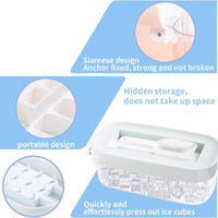 Pressing Ice Lattice Mold, Ice Cube Tray with Lid and Bin, Ice Trays for Freezer with ice scoop storage space for Cocktail Freezer Chilled Drink Refrigerator Storage