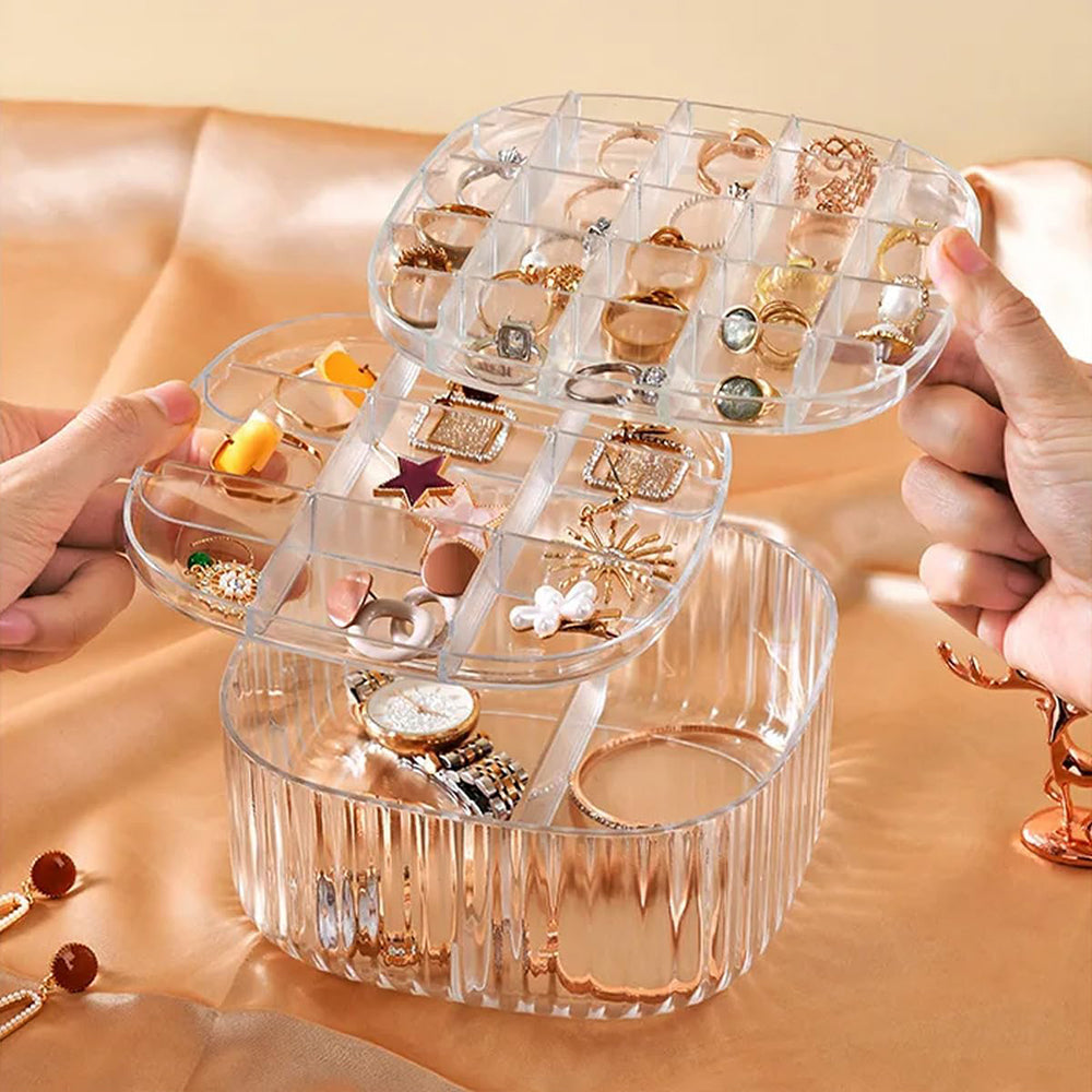 Acrylic Jewelry Organizer Storage Box Display Case Travel Earring 3 Layers / LD-1003