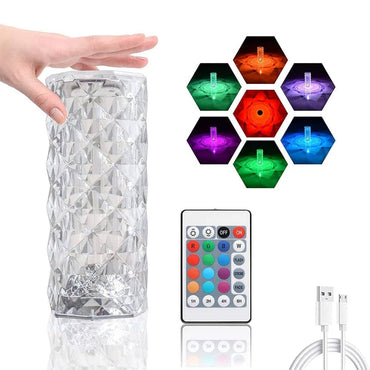 Led Rose Crystal Table Lamp 16 Colors Changing Rgb Touch Lamp Usb Romantic Led Rose Dia mond Desk Lamps For Bedroom Living
