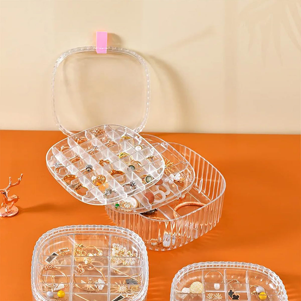 Acrylic Jewelry Organizer Storage Box Display Case Travel Earring 3 Layers / LD-1003