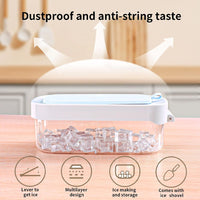 Pressing Ice Lattice Mold, Ice Cube Tray with Lid and Bin, Ice Trays for Freezer with ice scoop storage space for Cocktail Freezer Chilled Drink Refrigerator Storage