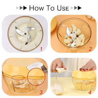 (Net) Easy Spin Quick Cutter - Vegetable Fruit Nut Onion Chopper, Hand Meat Grinder Mixer Food Processor Food Processer, Choppers, Chopper Vegetable Cutter, Vegetable Tools / 7413