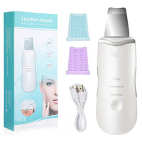 (Net) Shovel Skin Machine Skin Scrubber Facial Skin Scrubber, Ultrasonic Skin Scrubber Spatula, Electric Blackhead Remover, 3 Modes Facial Lifting Peeling Tool, Rechargeable Skin Massage Scrubber