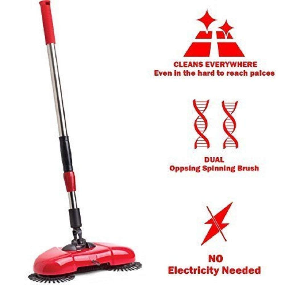 2 in 1 Hand Push Sweeper Broom Floor Cleaner Mop Dust Bin 360 Rotating Plastic Wet and Dry Broom
