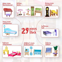 (Net) Wooden Grand Mansion Doll house Playset