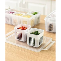 8 In 1 Drain Box Refrigerator Fresh Keeping Storage Box Fruit Vegetable Drain Crisper Kitchen Garlic Sealed Container