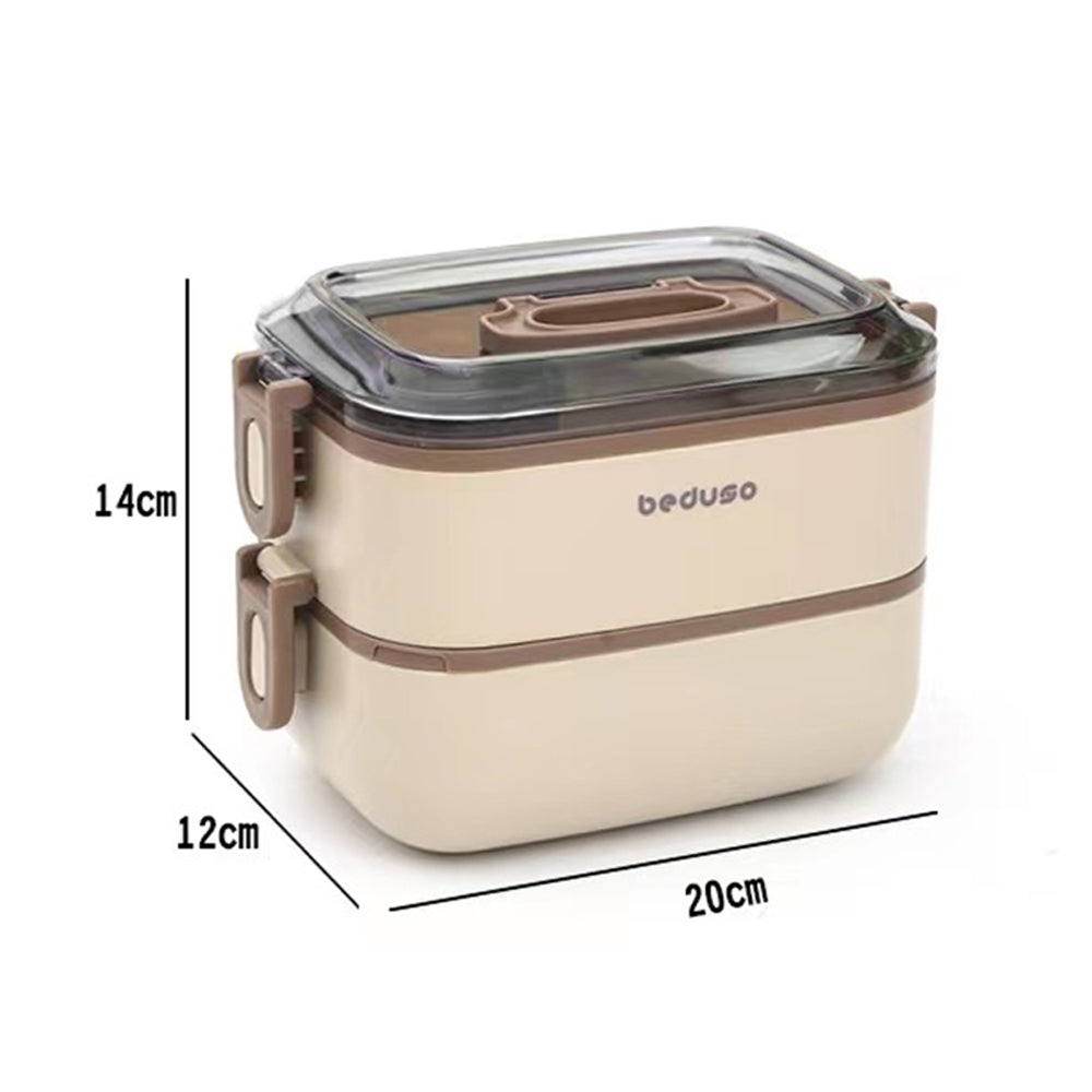 (NET) 1.3L Stainless Steel Two-Layer Lunch Box