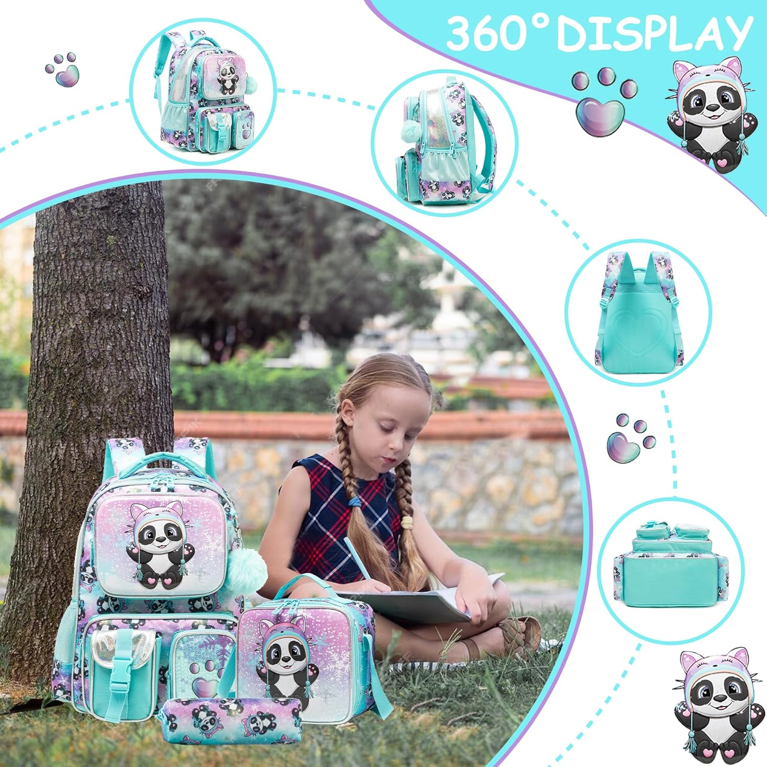 (NET) Cute School Backpacks Set Of 3 Pcs / 17304-3