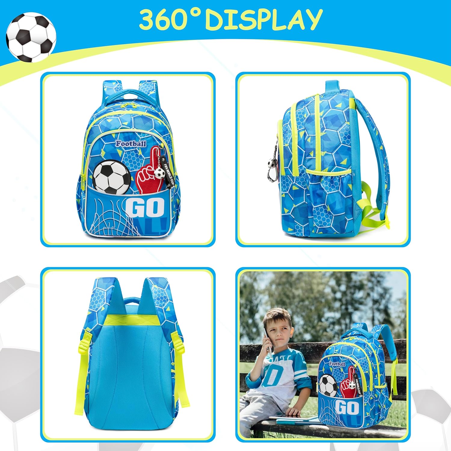 (NET) A-go Football Backpack Set Of 3 Pcs