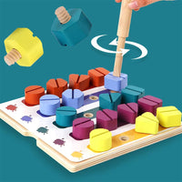 Wooden Puzzle Variable Rainbow Nut Shape Assembly Screw Box Toy