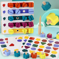 Wooden Puzzle Variable Rainbow Nut Shape Assembly Screw Box Toy