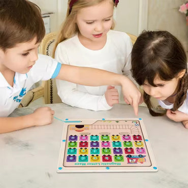 (net) Magnetic Alphabet Maze Puzzle Board Game For Kids