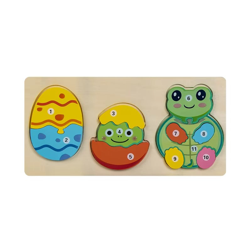 Baby Toy Wooden 3D Puzzle Toys Life Cycle Cartoon Puzzle