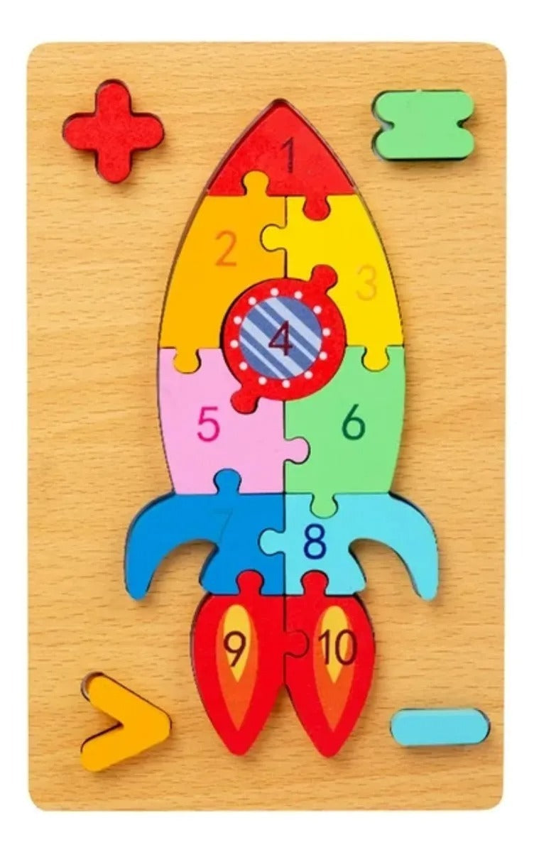 Kids 3D Wooden Toy Montessori Animals Transportation Cartoon Shape Educational Toy