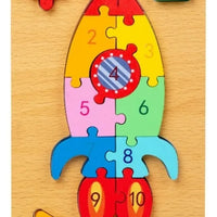 Kids 3D Wooden Toy Montessori Animals Transportation Cartoon Shape Educational Toy