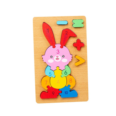 Kids 3D Wooden Toy Montessori Animals Transportation Cartoon Shape Educational Toy