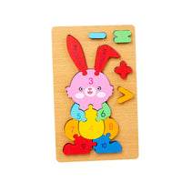 Kids 3D Wooden Toy Montessori Animals Transportation Cartoon Shape Educational Toy