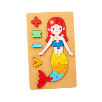 Kids 3D Wooden Toy Montessori Animals Transportation Cartoon Shape Educational Toy