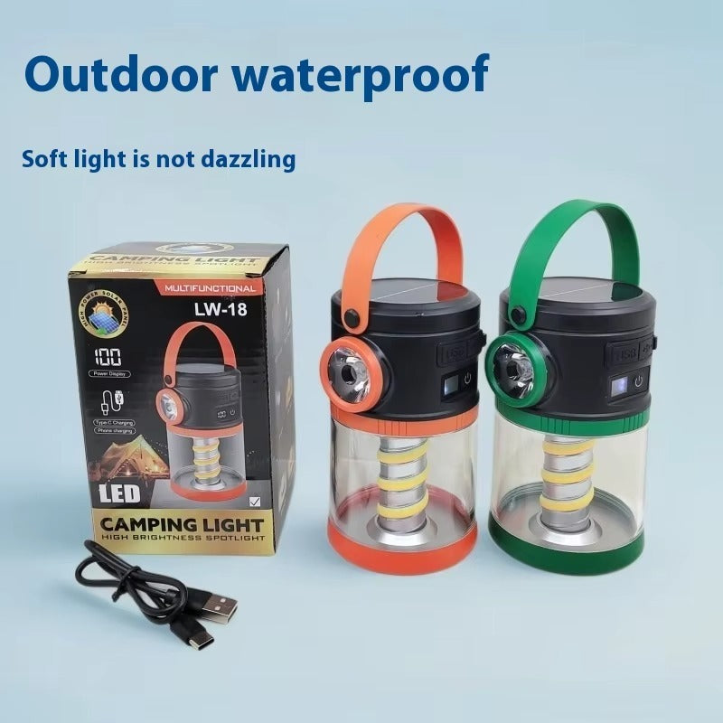 Outdoor Camping Lantern Rechargeable Solar Lamp With Mosquito Repellent Power Bank Digital Display