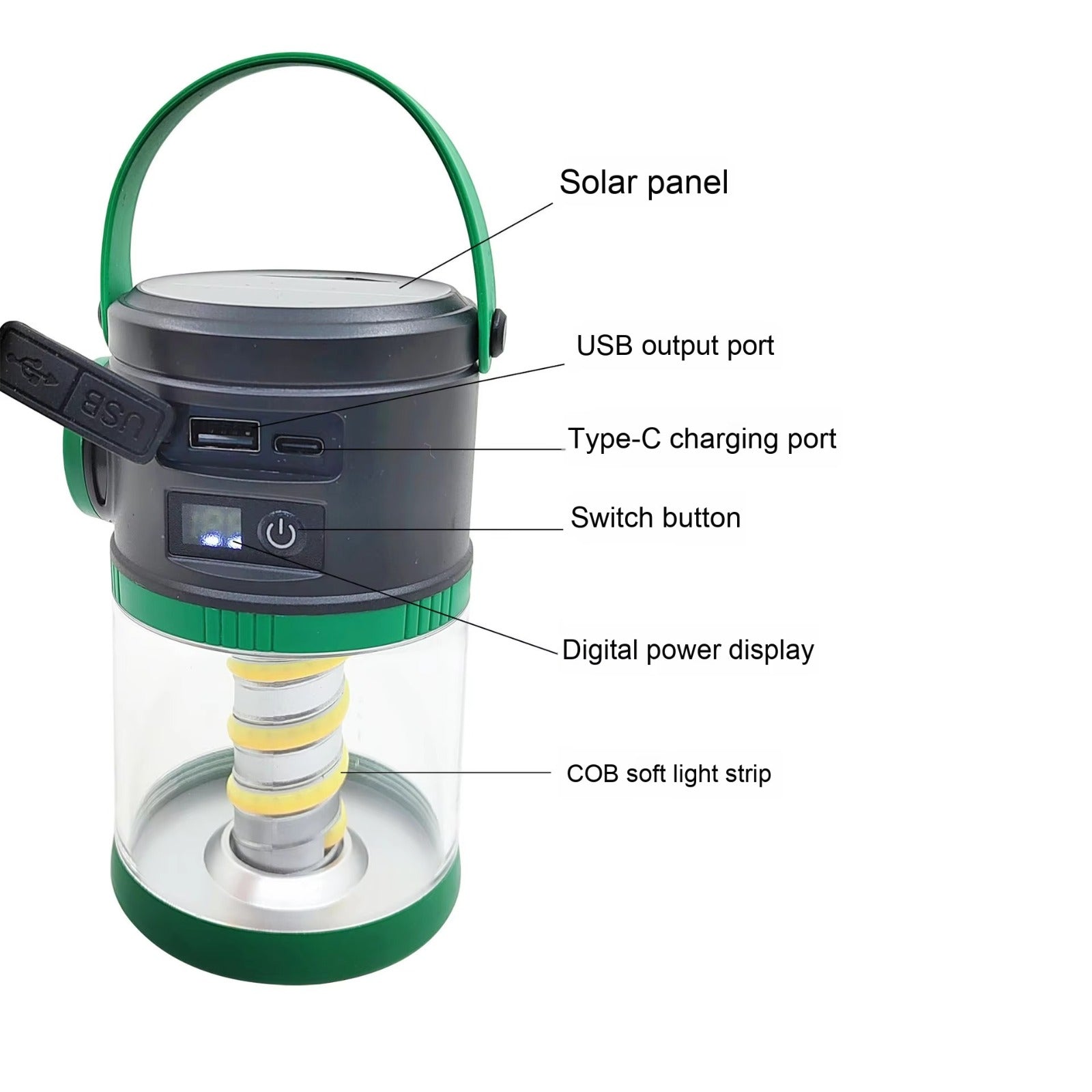 Outdoor Camping Lantern Rechargeable Solar Lamp With Mosquito Repellent Power Bank Digital Display