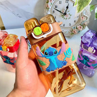 Water And Juice Bottle With Two Different Drinking Nozzles With Straw And Rope 500 ML