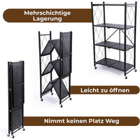 (Net) Foldable Shelf with Wheels 4-Tier Storage Rack