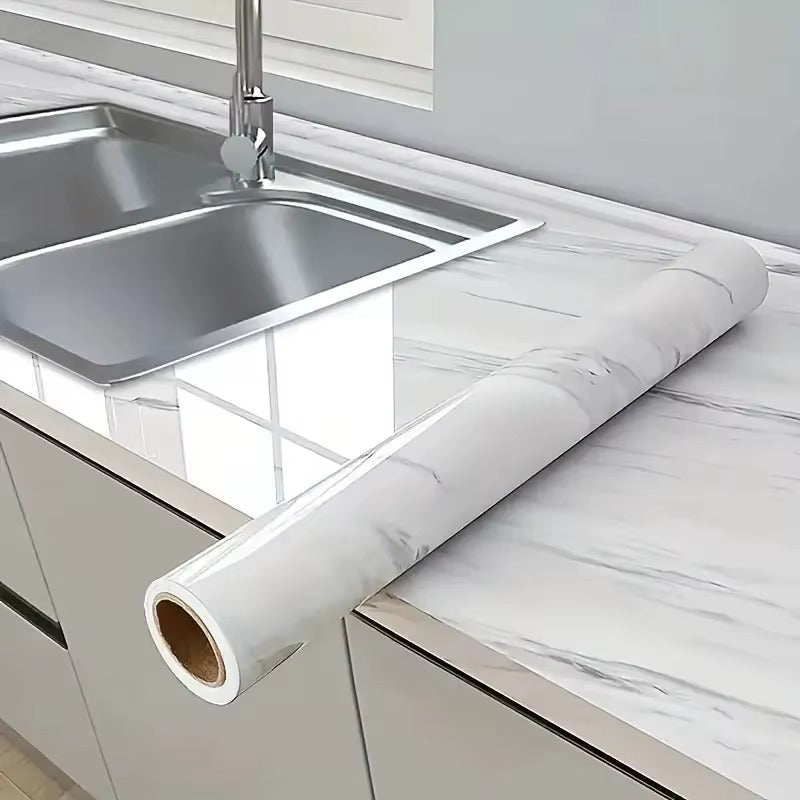 Glossy Kitchen White Peel And Stick Self Adhesive Waterproof Marble Wallpaper Sticker