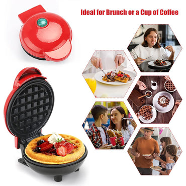 (Net) Round Electric Non-Stick Mini Waffle Maker