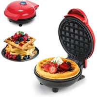 (Net) Round Electric Non-Stick Mini Waffle Maker
