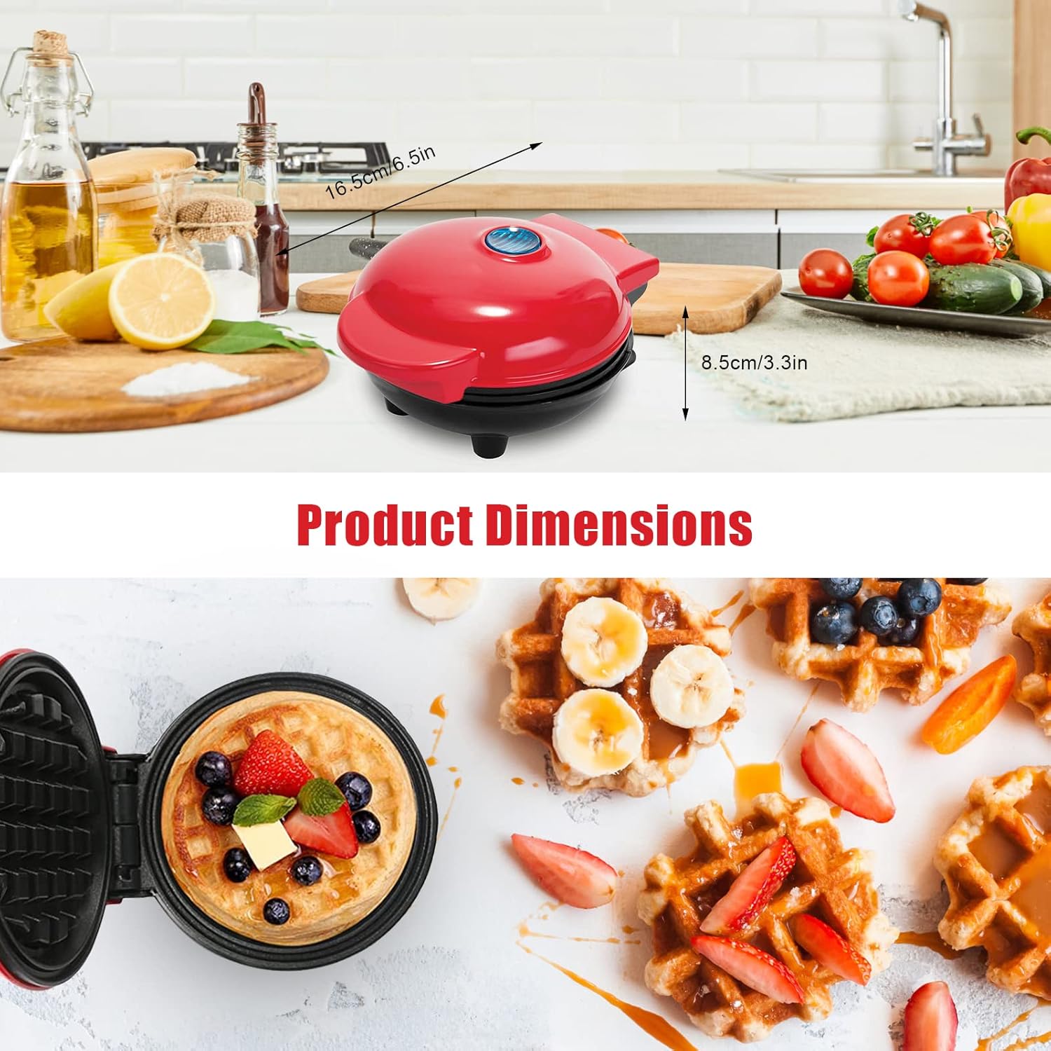 (Net) Round Electric Non-Stick Mini Waffle Maker