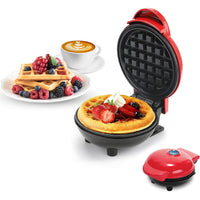 (Net) Round Electric Non-Stick Mini Waffle Maker