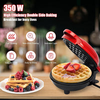(Net) Round Electric Non-Stick Mini Waffle Maker