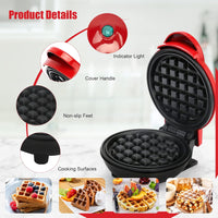 (Net) Round Electric Non-Stick Mini Waffle Maker