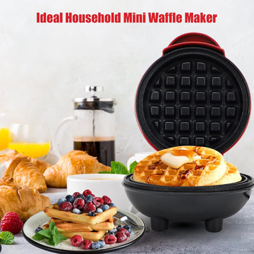 (Net) Round Electric Non-Stick Mini Waffle Maker